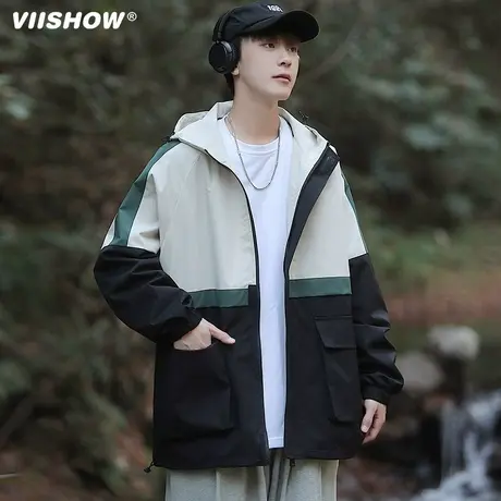 VIISHOW2024新款潮牌工装登山服夹克男生防风少年感冲锋外套男图片