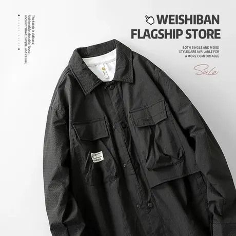 高级质感翻领休闲夹克男2024春季新款时尚经典宽松外套通勤上衣潮商品大图