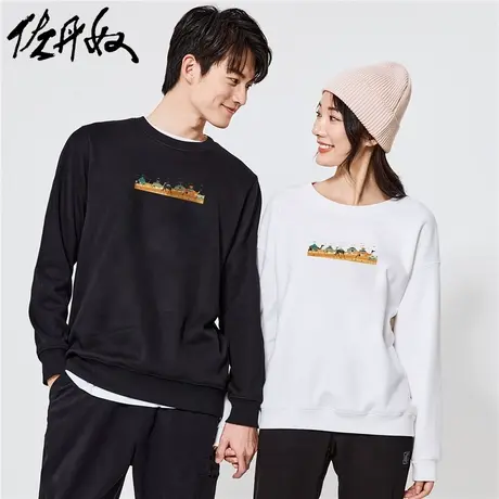 佐丹奴卫衣男装加绒印花宽松圆领套头卫衣 69393327图片