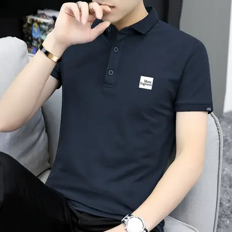短袖t恤男装商务休闲翻领保罗polo衫带领潮流夏装上衣服有领半袖商品大图