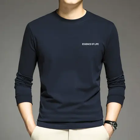 重磅纯棉长袖t恤男圆领加绒加厚内搭打底衫摇粒绒保暖全棉秋衣服图片