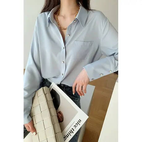 女装2023新款潮衬衫女设计感小众复古港味衬衣时尚气质上衣女早春商品大图