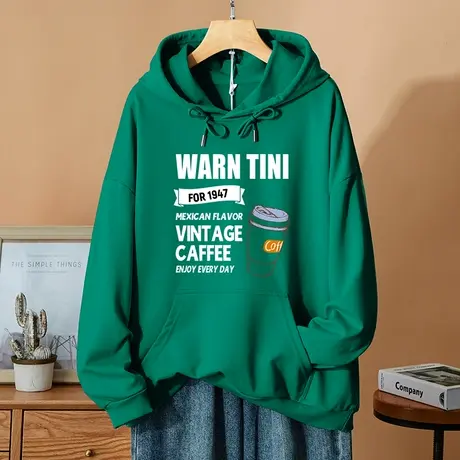 宽松薄款连帽卫衣女2023年秋季新款森林绿小众设计感女装外套上衣图片