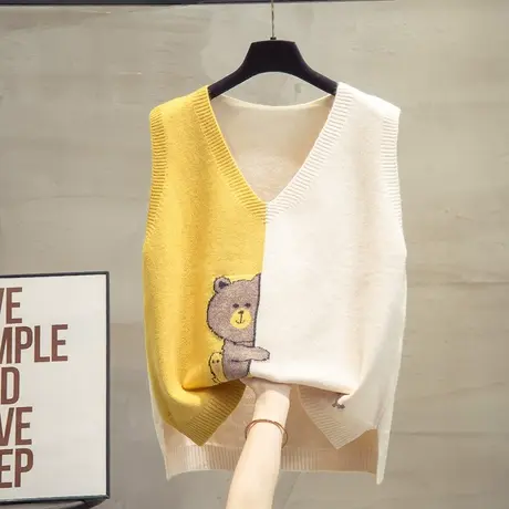 v领毛衣坎肩2023春秋新款上衣宽松外穿马夹外搭针织马甲背心女潮商品大图