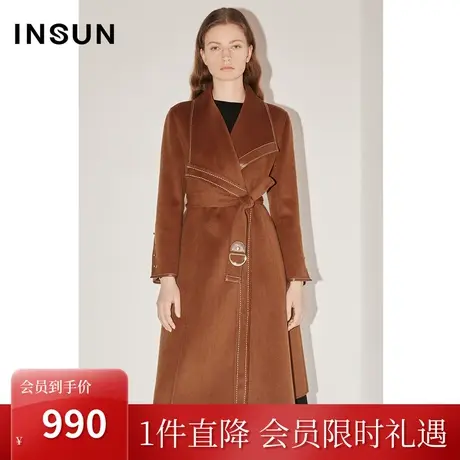 [自然环保]恩裳COVER冬季2022100%绵羊毛双面尼翻领毛呢外套图片