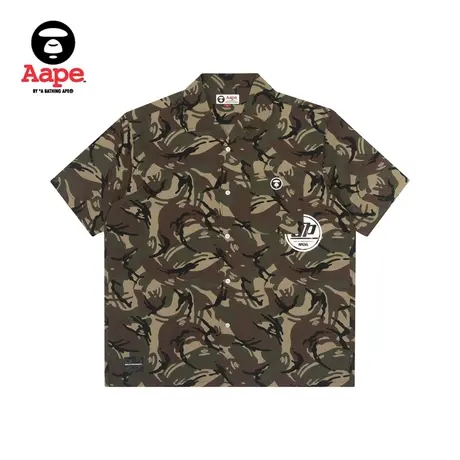 Aape男装春夏猿颜徽章字母印花迷彩衬衫8348XAE商品大图
