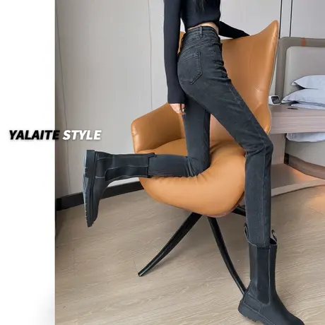 高腰小脚裤牛仔裤女秋季2023年新款女士修身显瘦弹力紧身铅笔裤子商品大图