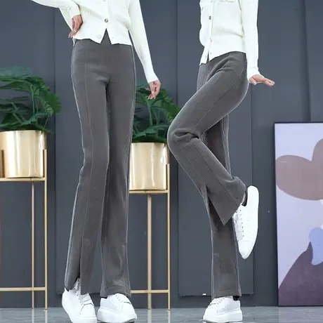 开叉微喇裤女2023年春季新款高腰显瘦显腿长百搭垂感休闲喇叭裤子图片