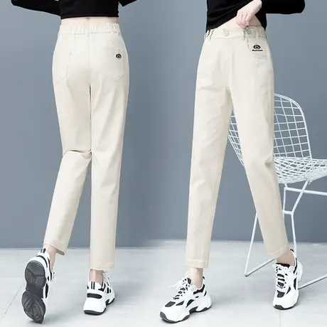 白色哈伦牛仔裤女2023秋季宽松显瘦弹力小脚裤潮流时尚百搭萝卜裤商品大图