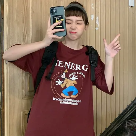 网红米奇短袖t恤女宽松韩版学生ins原宿bf慵懒风百搭蹦迪上衣服潮商品大图