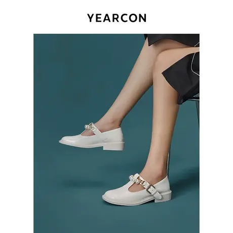 意尔康女鞋2023春季新款复古jk制服鞋小皮鞋甜酷珍珠百搭玛丽珍鞋商品大图