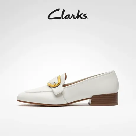 Clarks其乐女鞋乐福鞋春季复古方跟单鞋浅口舒适搭扣皮鞋女图片