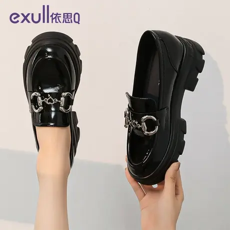 exull/依思Q厚底玛丽珍女鞋2023新款冬季复古小皮鞋扣带乐福鞋图片