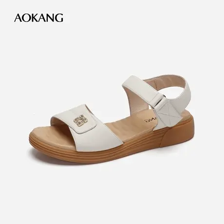 【门店发货】奥康女鞋 夏季新款女士凉鞋日常黑色舒适简约平底潮图片