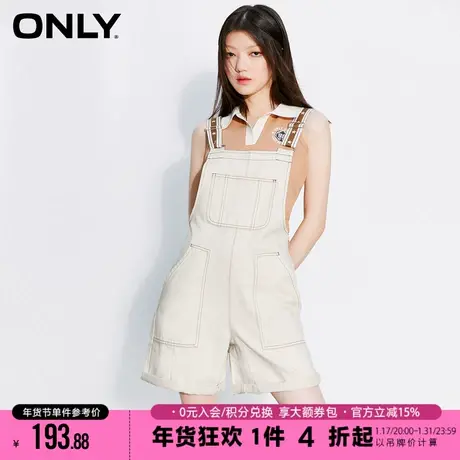 ONLY2023夏季新款时尚印花刺绣可调节背带短裤牛仔裤女|12327N001商品大图