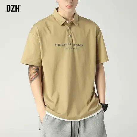 男士polo衫男夏季假两件短袖男款2023新款翻领体恤上衣学院风t恤商品大图