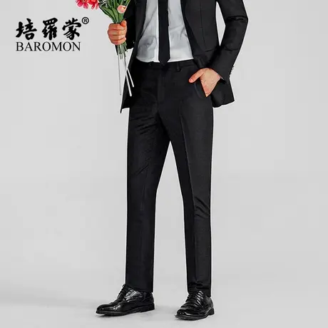 BAROMON/培罗蒙男士商务休闲裤西服套装单裤直筒长裤羊毛格子西裤商品大图
