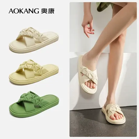 【门店发货】奥康女鞋 2024夏季新品时尚多巴胺外穿潮流ins凉拖鞋商品大图