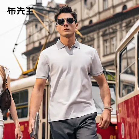 MrBu布先生海鸥领纯色polo衫男2025夏凉爽弹力立体肌理T恤AT16020商品大图