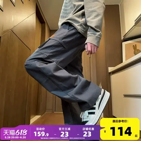 唐狮25春秋新款男休闲长裤宽松简约工装伞兵裤哈伦潮流直筒裤子WW商品大图
