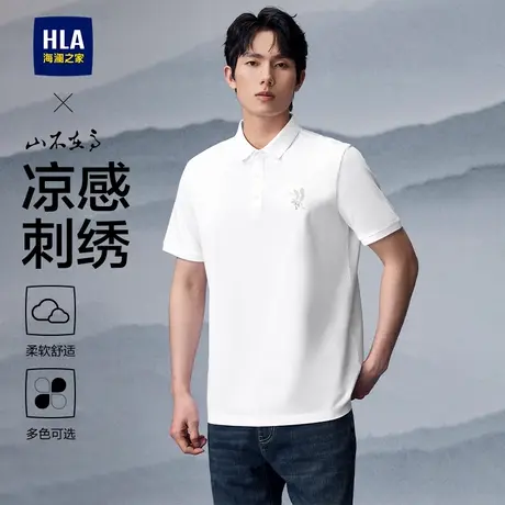 HLA/海澜之家山不在高凉感短袖POLO25春夏新刺绣大码T恤男父亲节图片