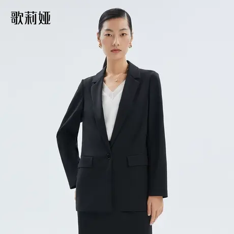 不等双11|歌莉娅春秋季新款高级感天丝针织职业西装黑色外套女款图片