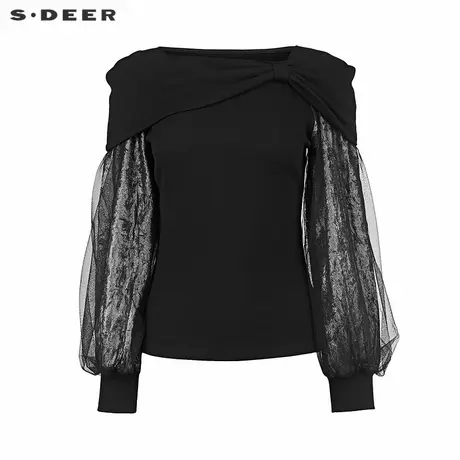 【好物体验专享】sdeer圣迪奥25新品复古网纱针织T恤S253Z0201商品大图