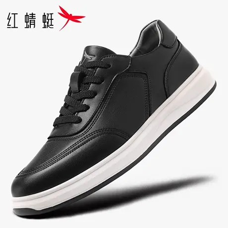 红蜻蜓春男鞋秋冬季新款鞋子黑色男士运动休闲板鞋男单鞋皮面防水商品大图