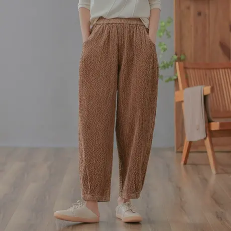 dza 高腰显瘦宽松阔腿裤子女春秋新款休闲长裤百搭直筒裤哈伦女裤图片