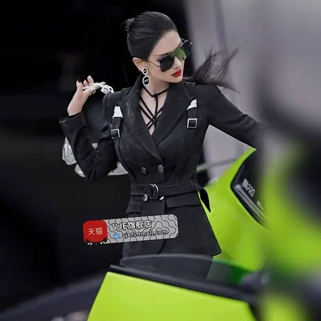 VJE秋冬气质减龄提花麂皮绒套装职业西装2023新款微喇叭裤两件套商品大图