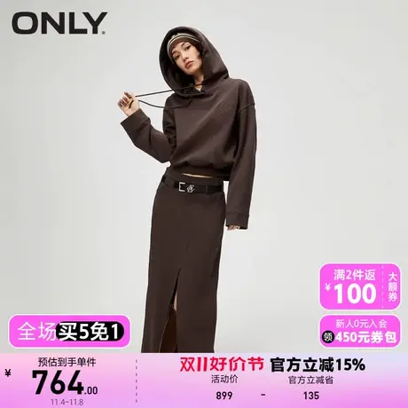【买4免1】【上新】ONLY奥莱气质百搭刺绣宽松连帽套装卫衣女商品大图