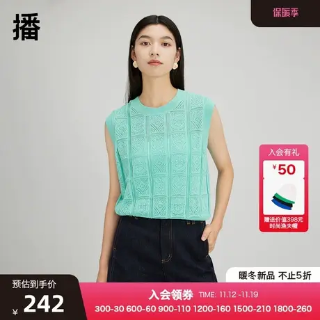 播2023秋季新款罗纹领口满版提花圆领针织马甲女DDQ2SD5242图片