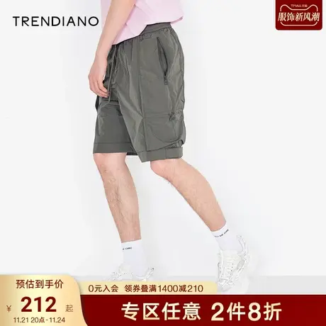 TRENDIANO潮牌官方夏季男装休闲五分裤潮流宽松抽绳青年短裤男士商品大图