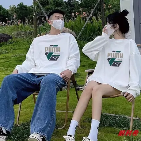 奥特莱斯旗舰店圆领卫衣男女秋冬季宽松长袖T恤情侣加绒上衣外套图片