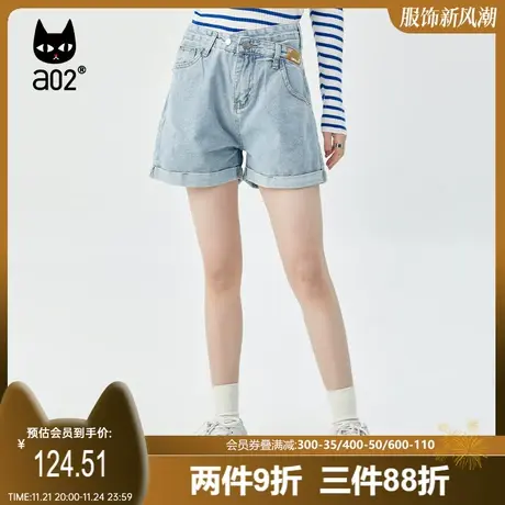 【轻途】a02原创简约牛仔短裤女2025夏季潮流百搭宽松水洗牛仔裤商品大图