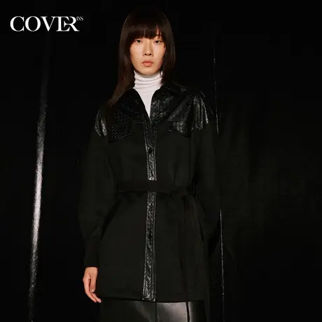 COVER冬季收腰落肩袖麂皮绒外套图片