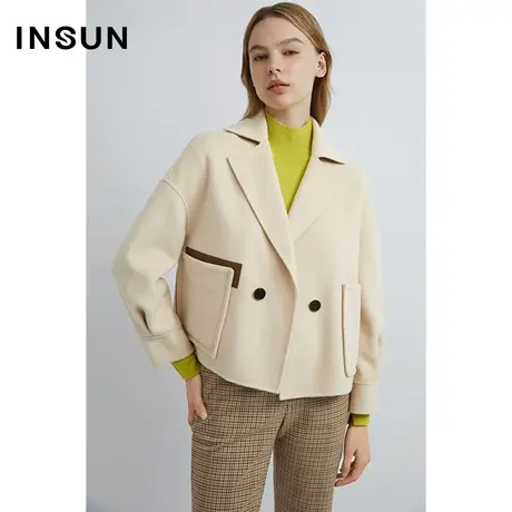 INSUN恩裳线上专选秋季轻商务纯羊毛垂坠毛呢外套商品大图