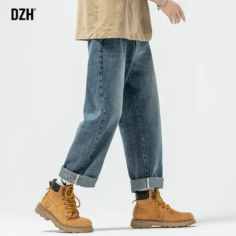 男生裤子夏季薄款休闲裤蓝色男款牛仔裤男2025新款直筒裤宽松男裤商品大图