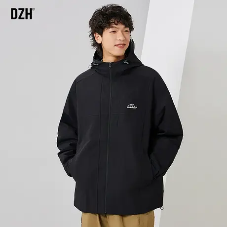 男士黑色连帽冲锋衣外套男秋季潮流百搭运动飞行员夹克2024年新款商品大图