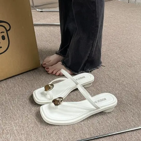 法式小跟拖鞋女外穿2024年新款夏季百搭粗跟时尚套趾网红懒人凉拖商品大图