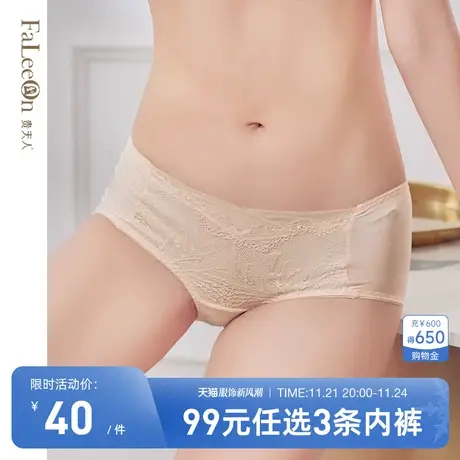 【商场同款】贵夫人性感蕾丝收腹透气棉质舒适提臀中腰内裤女6192商品大图