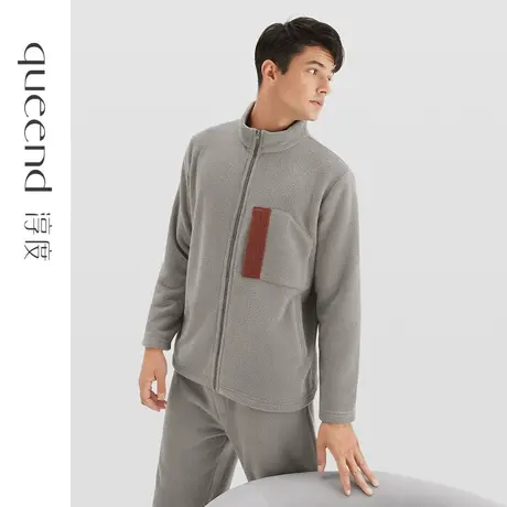 淳度新款男士珊瑚绒睡衣秋冬加厚毛绒绒时尚开衫家居服套装可外穿图片