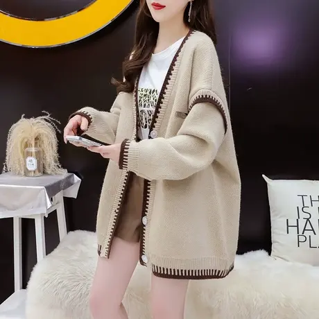 韩版慵懒风开衫毛衣女2024春秋季新款百搭时尚设计感洋气减龄上衣图片