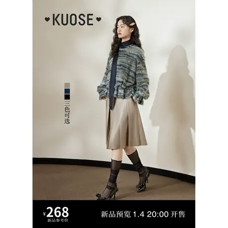 阔色短款皮裙卡其百褶裙半身裙女2024春夏新款显瘦a字复古裙子秋图片