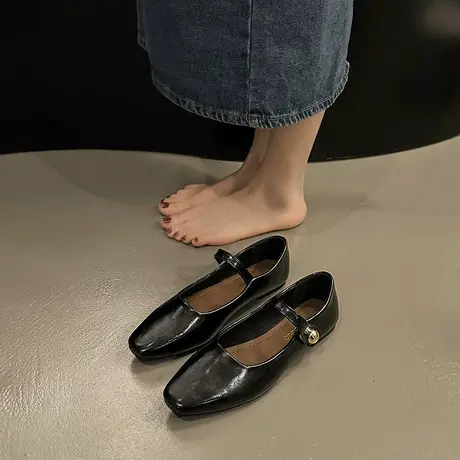 法式玛丽珍鞋女2024年春秋季新款复古休闲浅口单鞋通勤平底小皮鞋商品大图