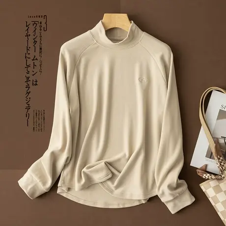 享永子【温暖底片】纯色高领套头T恤休闲百搭通勤打底衫上衣女士商品大图