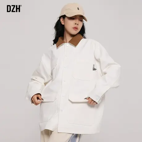 男士工装翻领外套男春季潮高级感中性风美式夹克2024新款纯棉上衣商品大图