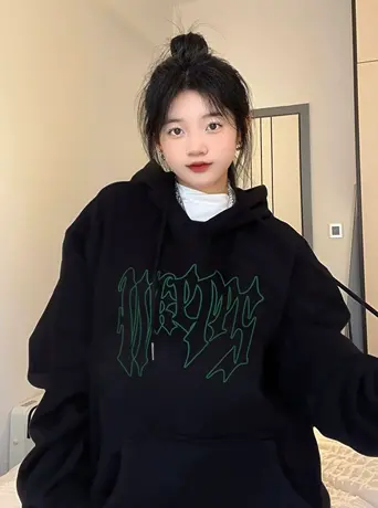 美式复古卫衣女秋冬潮牌小众设计感oversize港风chic宽松上衣外套图片