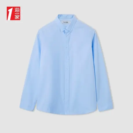 海一家全棉易打理长衬2024年春季新款时尚格纹青年男士长袖衬衫商品大图