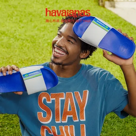 Havaianas哈唯纳SlideClassicBrasil 夏沙滩字母一字拖外穿拖鞋商品大图